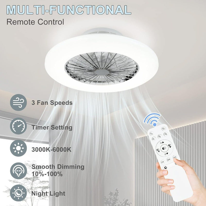 Ceiling Fan with Led Lights, 20'' Modern Ceiling Fan with Remote Control