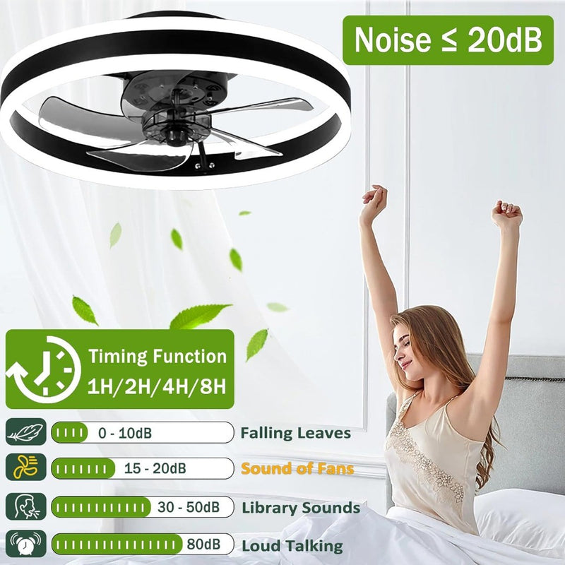 LED Ceiling Fan with Lights - Reversible - Remote - 6 Speeds - 50CM