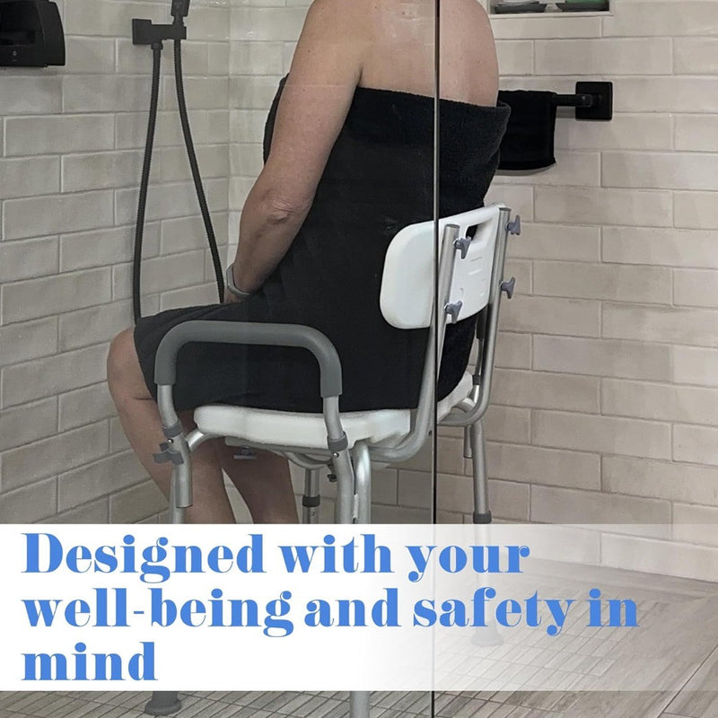 Shower Chair Adjustable Heavy Duty Anti-Slip Upgraded U-shaped White Sunnyload