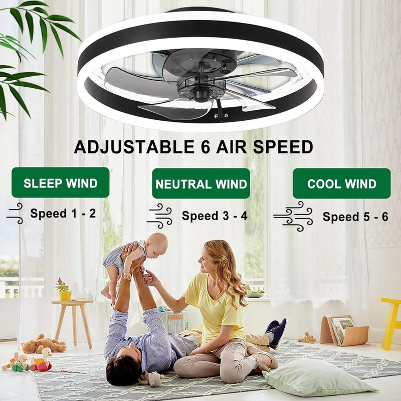 LED Ceiling Fan with Lights - Reversible - Remote - 6 Speeds - 50CM