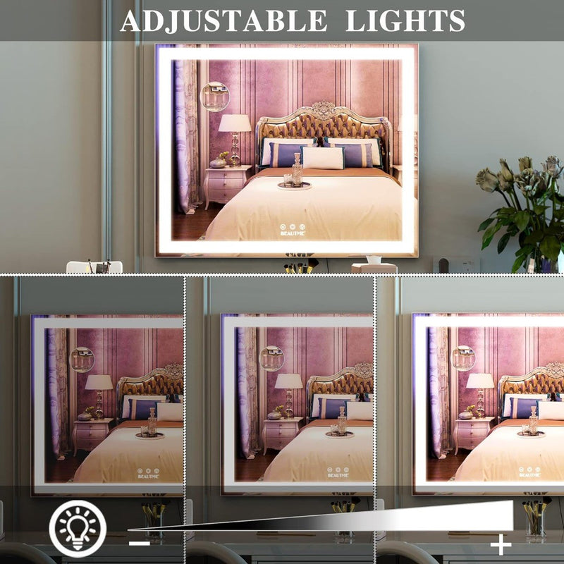 Vanity Mirror with Lights Three Colour Light 60x50cm