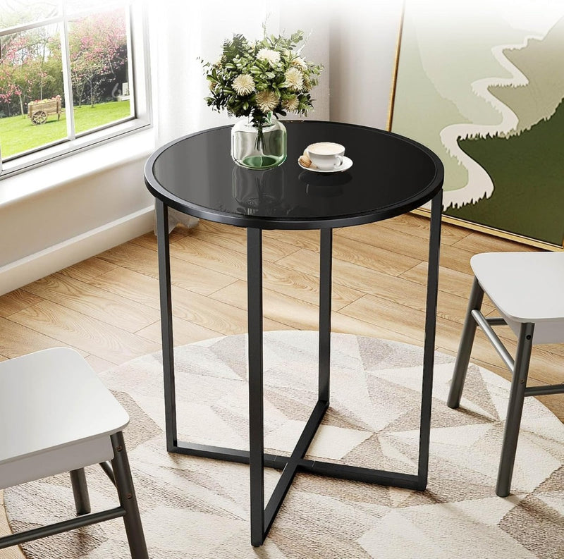 Round Glass Dining Table 68cm Multifunctional Modern Dining Room Table SAYGOER