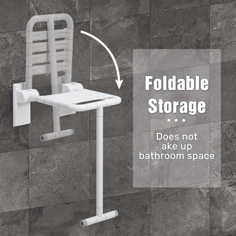 Folding Shower Seat Wall Mounted Chair White