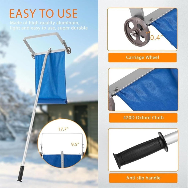 Roof Snow Rake Tool with Wheels