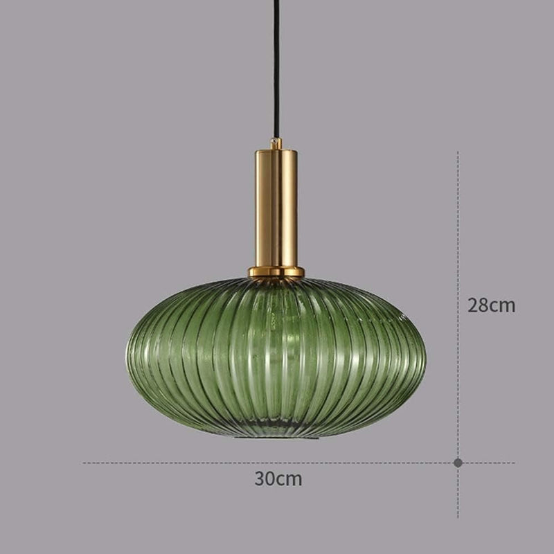 Modern Pendant Light Fixtures Strip Glass Lamp Shade Vintage (Green,30cm)