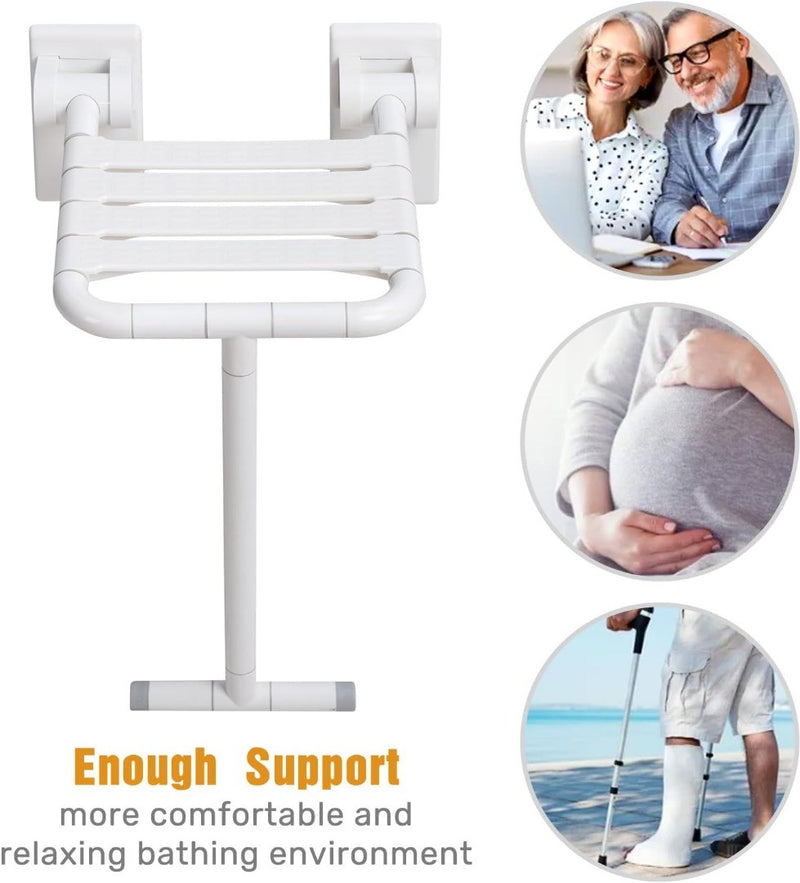 Folding Shower Seat Wall Mounted Chair White