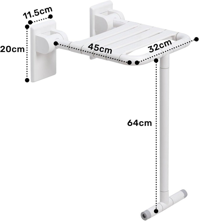 Folding Shower Seat Wall Mounted Chair White