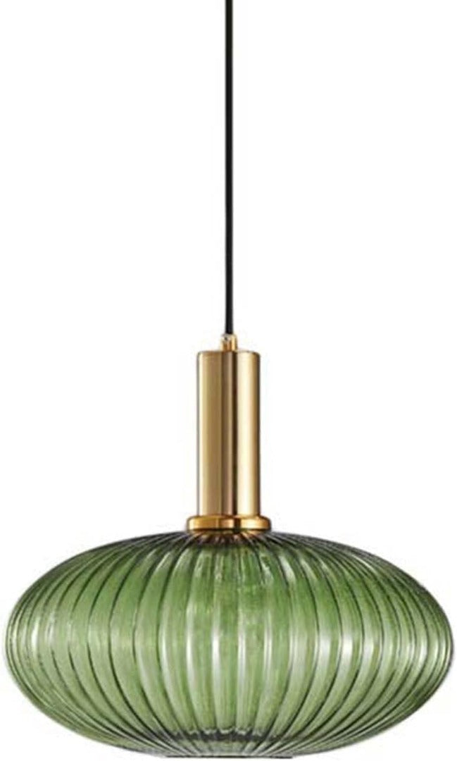 Modern Pendant Light Fixtures Strip Glass Lamp Shade Vintage (Green,30cm)