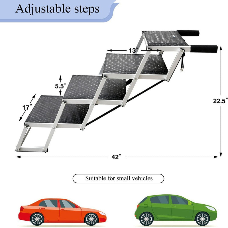 Pet Car Stairs Portable Dog Ramp 4 Steps Black