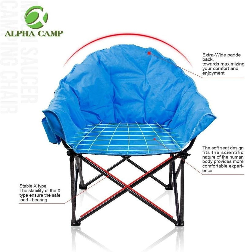 Camping Moon Chair for Adults Folding Moon Saucer Chair Blue