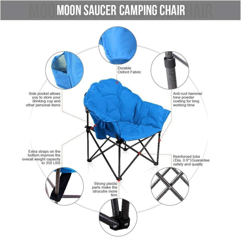 Camping Moon Chair for Adults Folding Moon Saucer Chair Blue