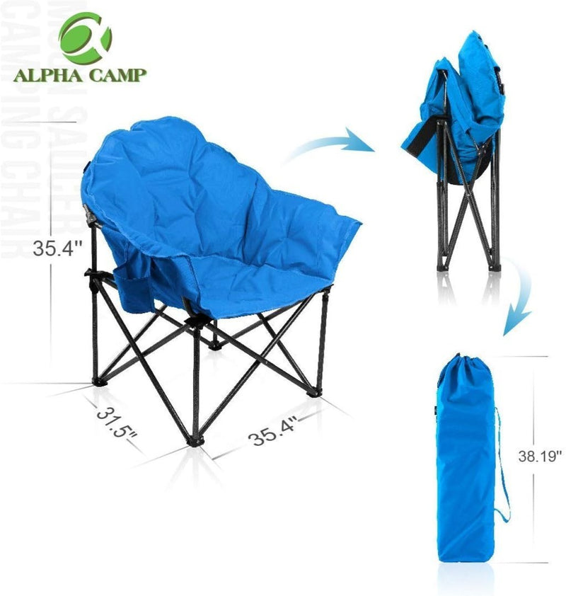 Camping Moon Chair for Adults Folding Moon Saucer Chair Blue