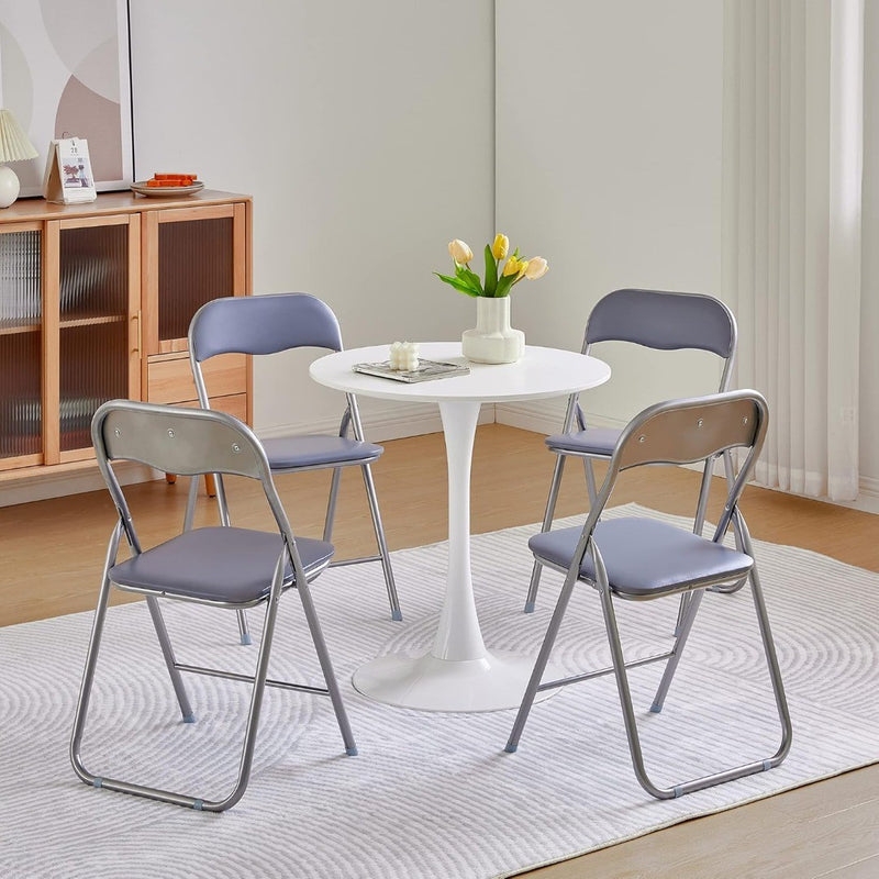 Folding Chairs for Home Office Desk Padded Seat Cushion Chair Event Grey 4 pcs