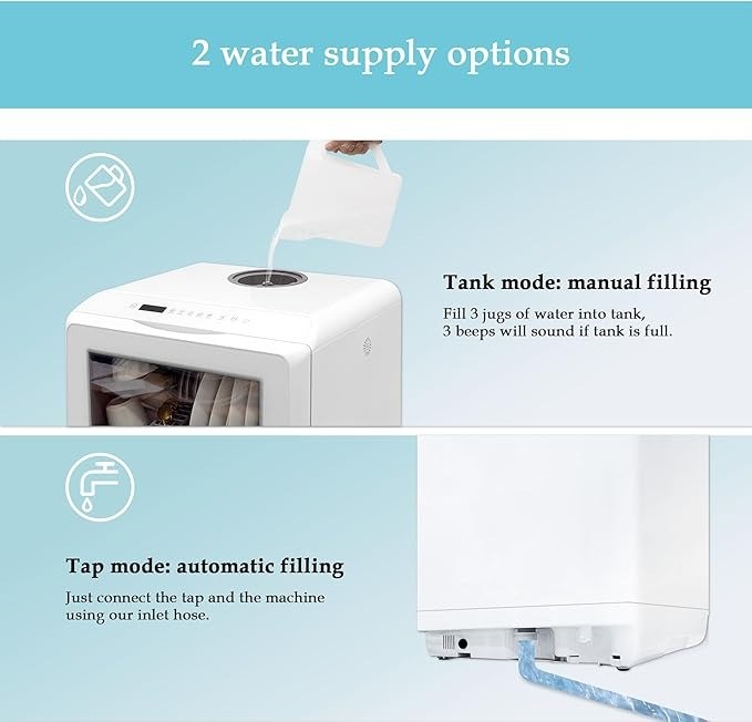 Table Top Dishwasher, Mini Countertop Dishwasher Portable, 6 Programs,