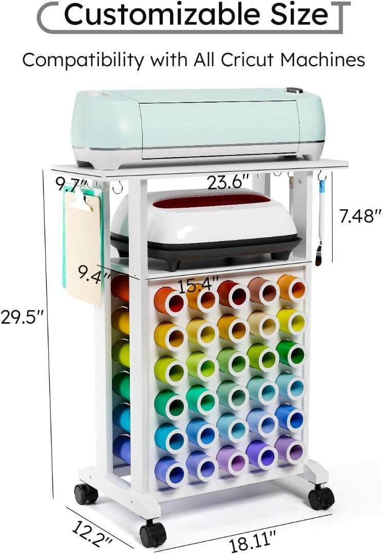 Craft Storage Trolley with 30 Vinyl Roll Holders