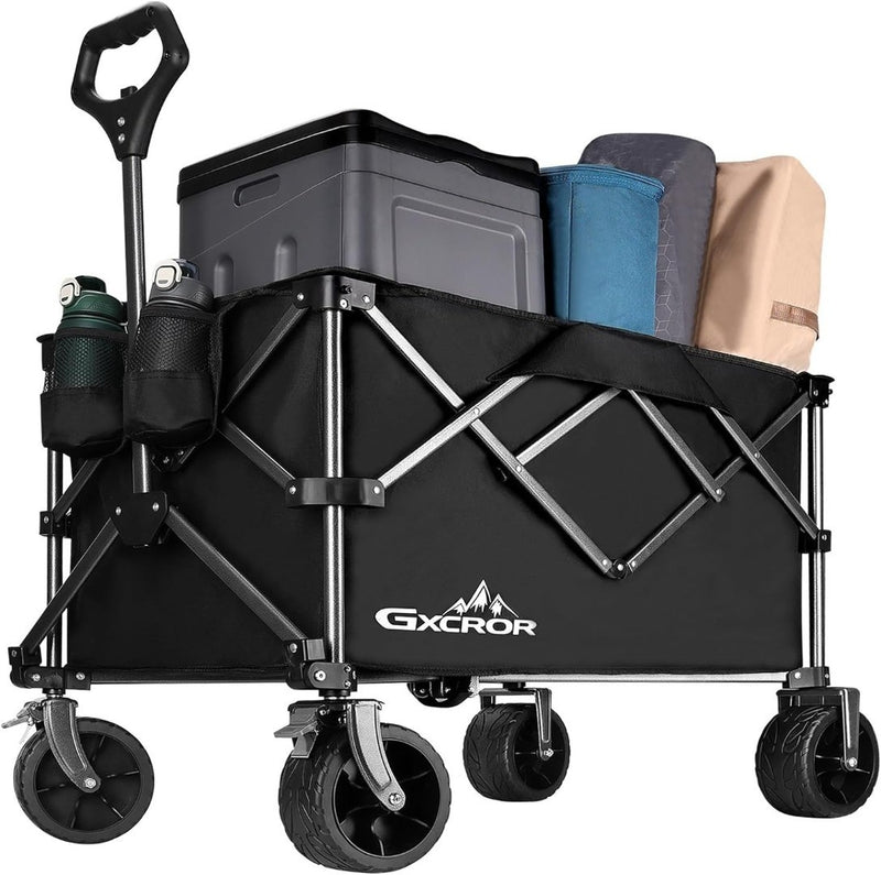 Folding Garden Trolley Cart 200L Black GXCROR