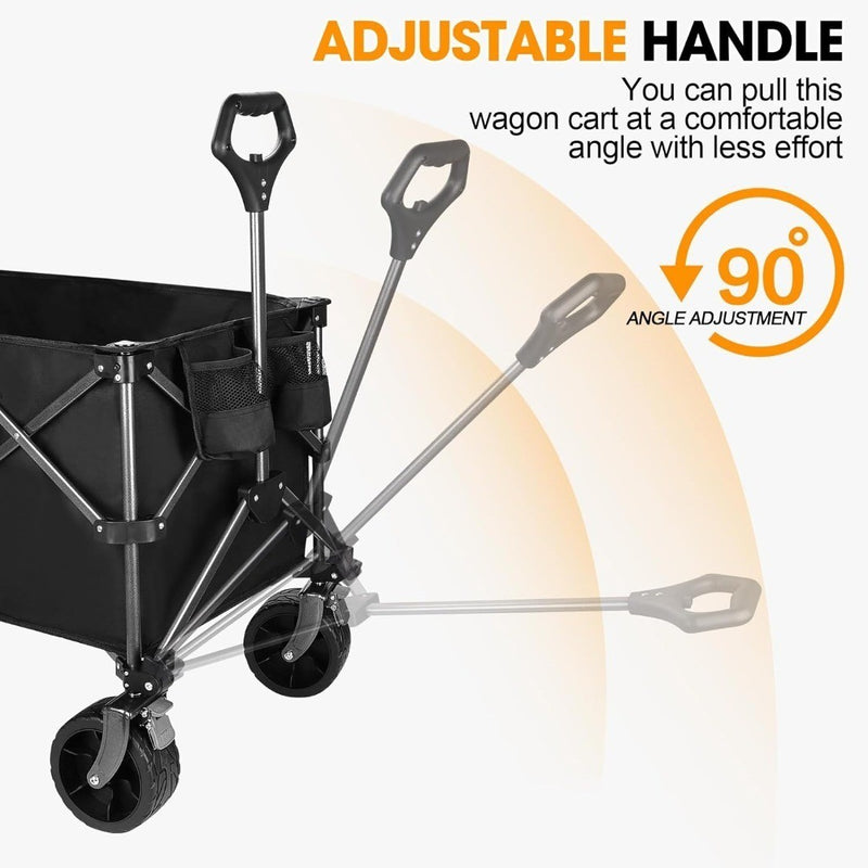 Folding Garden Trolley Cart 200L Black GXCROR