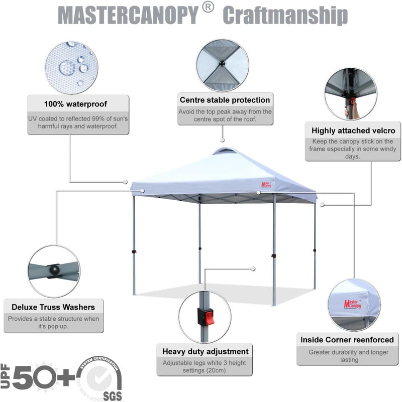 Pop-up Gazebo Tent with Roller Bag 2.5x2.5m White