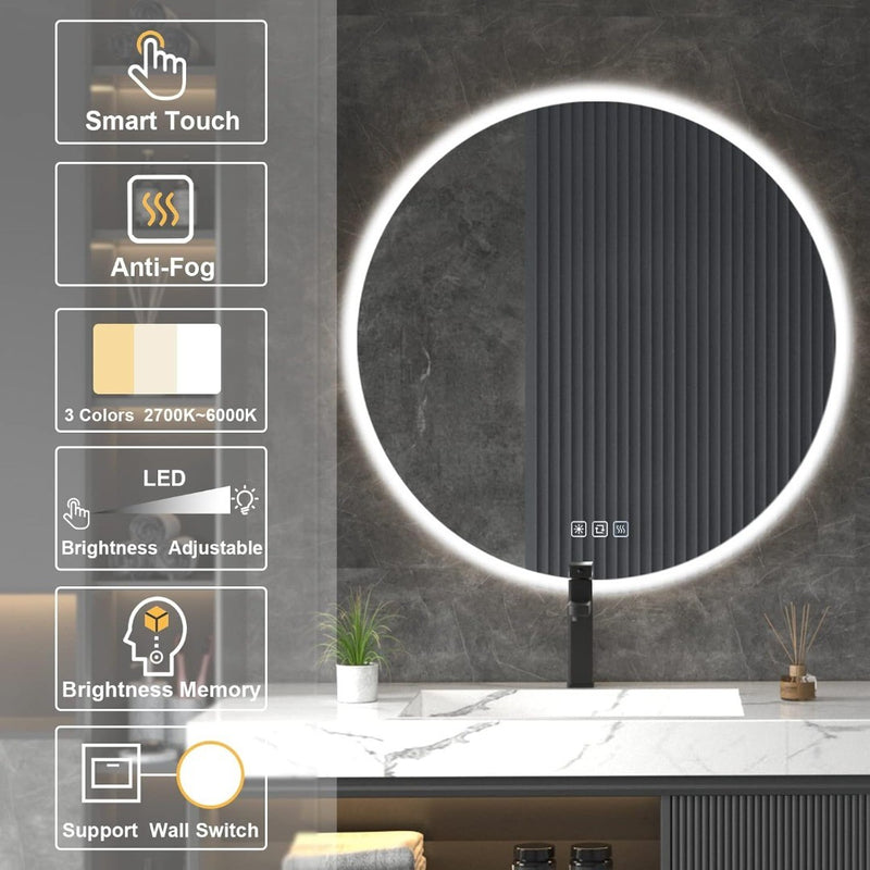 Bathroom Mirror with LED Light 50cm Backlit