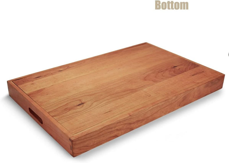 MAGIGO 28 x 18 Inches Extra Large Rectangle Cherry Wood Ottoman Tray