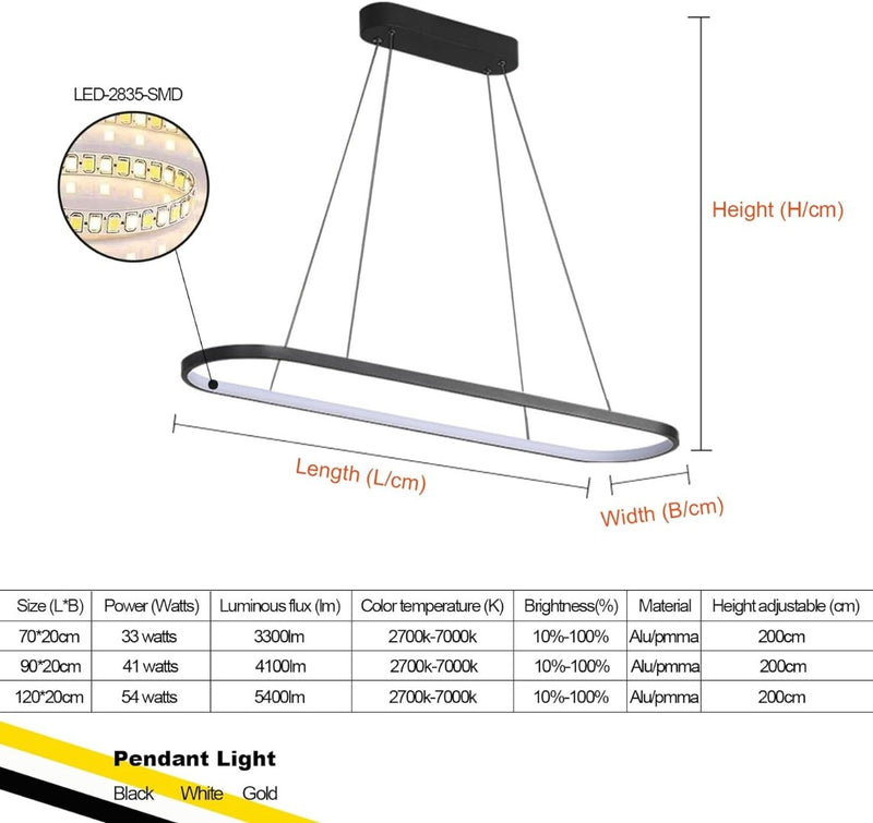 Hanging Lamp with Remote Control 90cm Oval