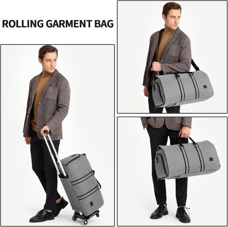 SEYFOCNIA Rolling Garment Bag with Shoe Compartment Grey