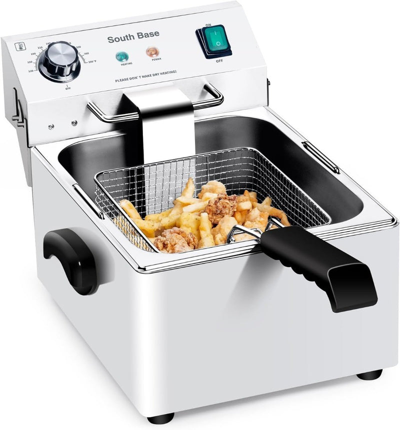 South Base Commercial Electric Deep Fryer Stainless Steel With Basket and Lid