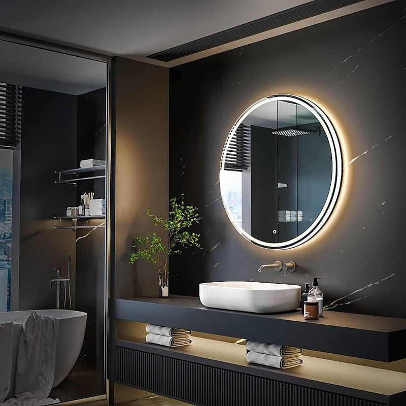 Large Modern LED Round Mirror Bathroom Vanity Mirror  80x80cm KWW