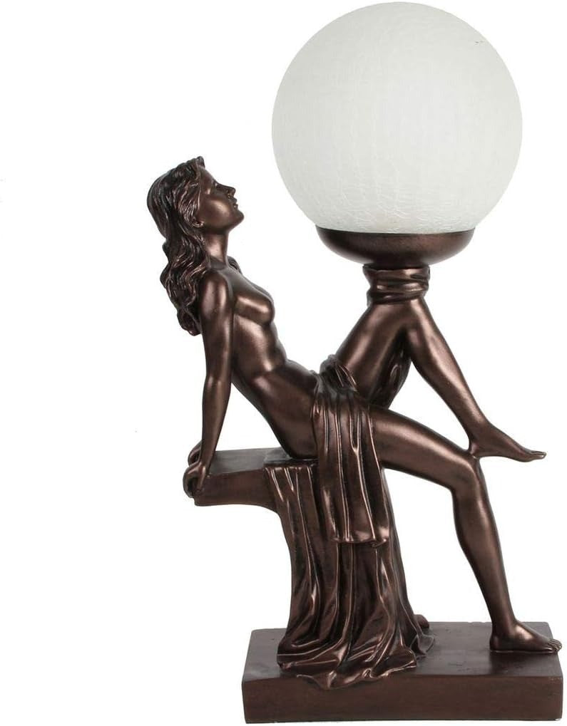 Statue Lamp Art Deco Lady 17.5" Resin