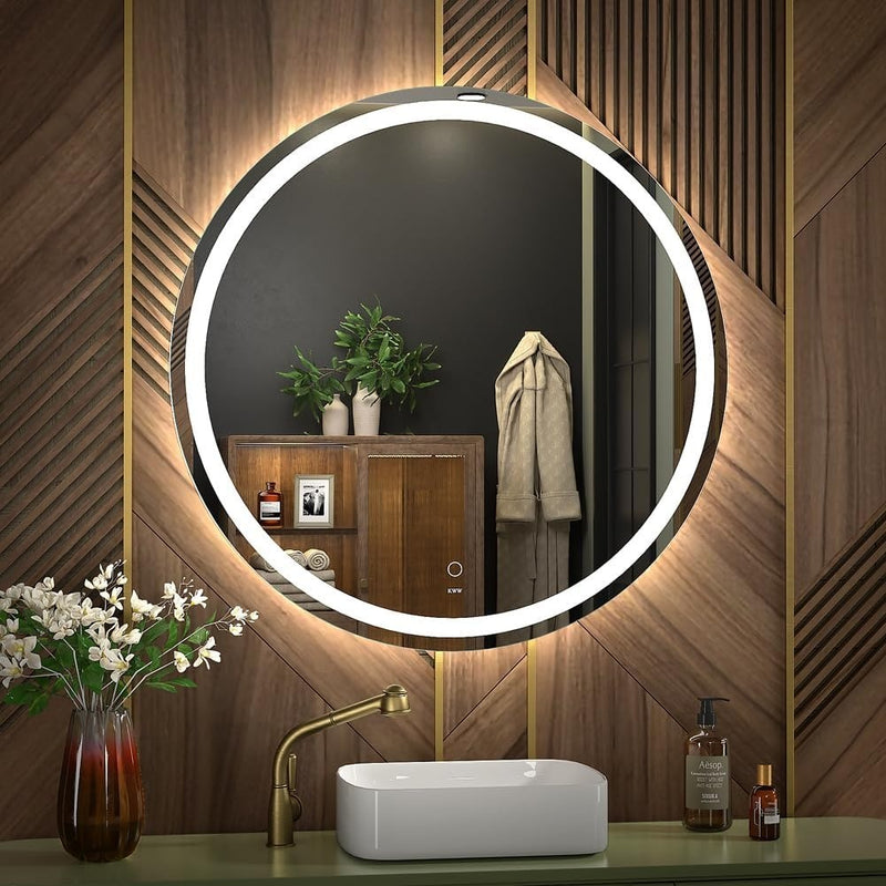 Large Modern LED Round Mirror Bathroom Vanity Mirror  80x80cm KWW