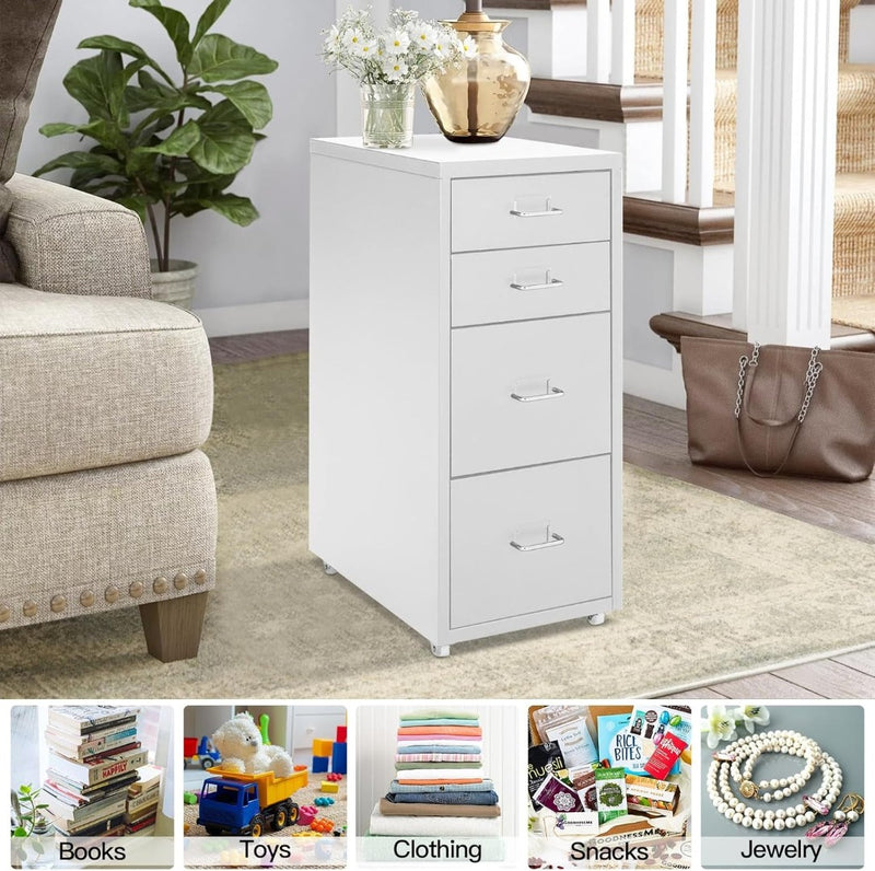 Mobile File Cabinet with 4 Drawers 41 x 28 x 68.5 cm