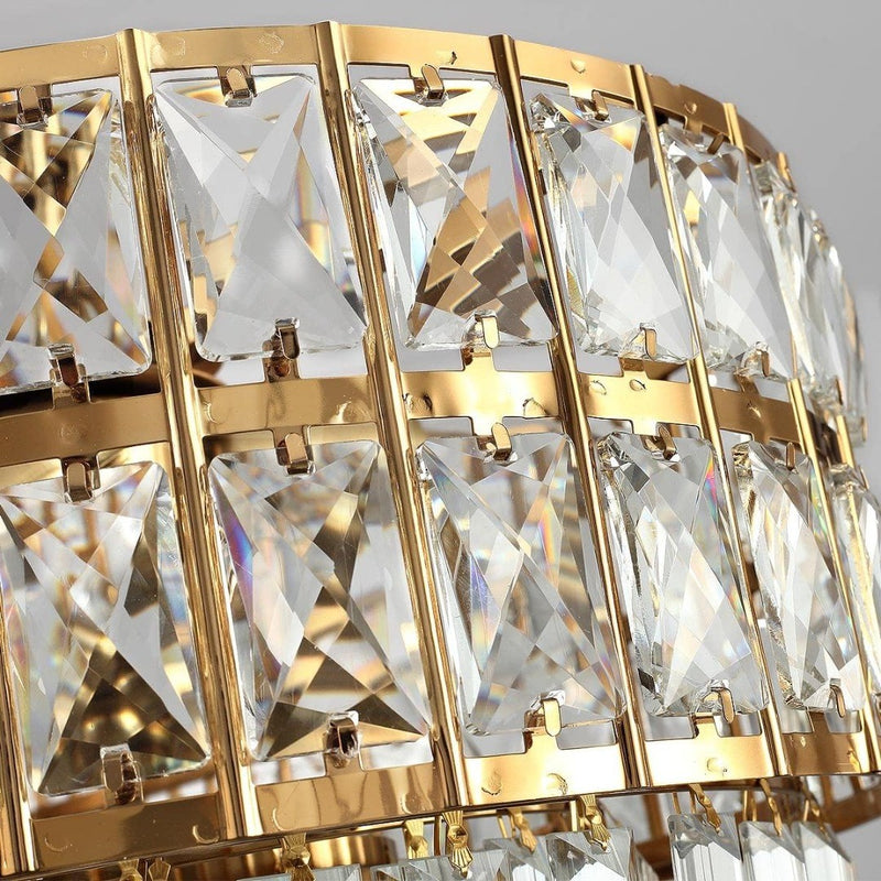 AOOCHOK Modern Crystal Chandelier Gold Finish Light Fixture Oval Crystal