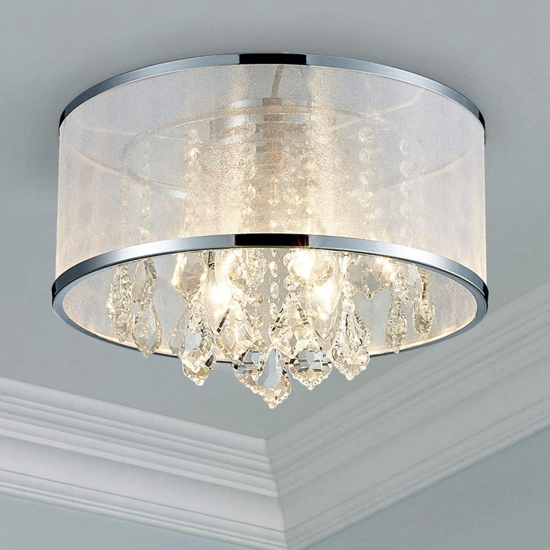 Crystal Raindrop Drum Chandelier Shade 40cm