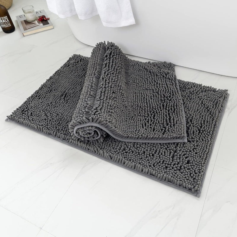 Bath Mat Set Chenille Anti Slip 50 x 80cm