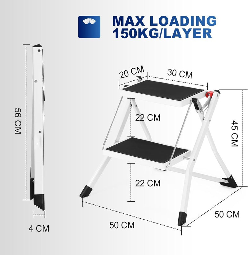 2-Step Ladder with Anti-Slip Wide Steps