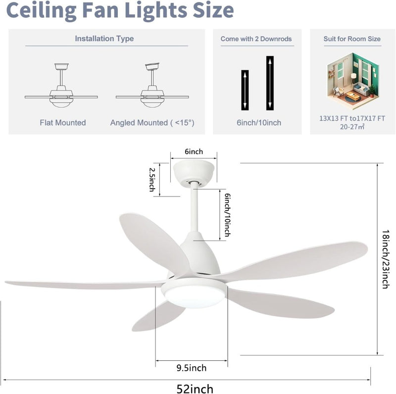 Ceiling Fan with Light, 52'' Ceiling Fans with Lights FENGYUN ELE