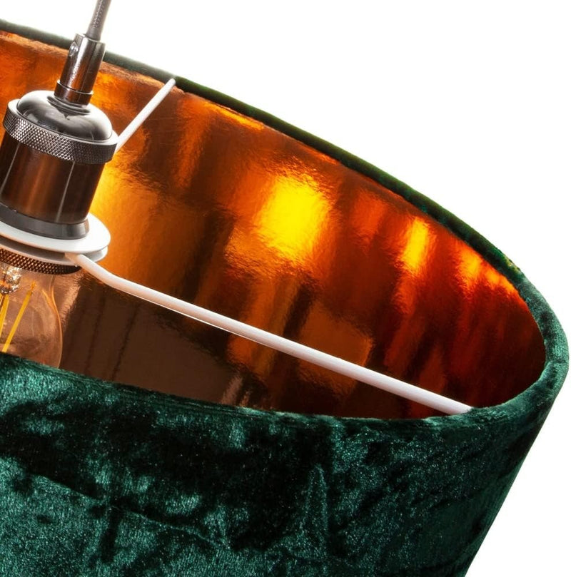 Drum Lampshade 16" Green Crushed Velvet