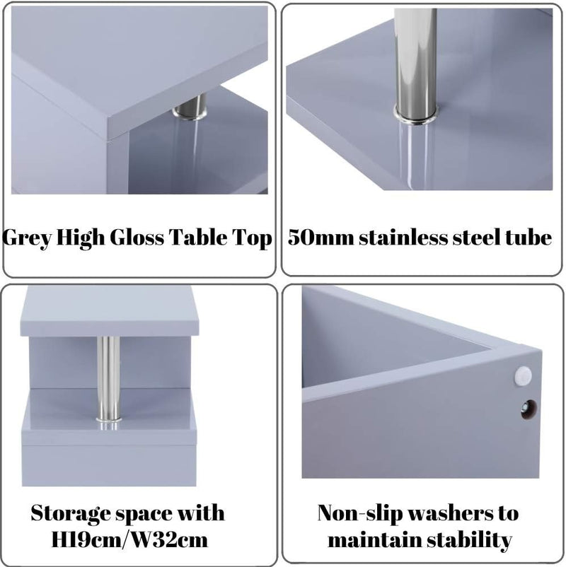 Side Table S-Shape High Gloss 52 x 44 cm