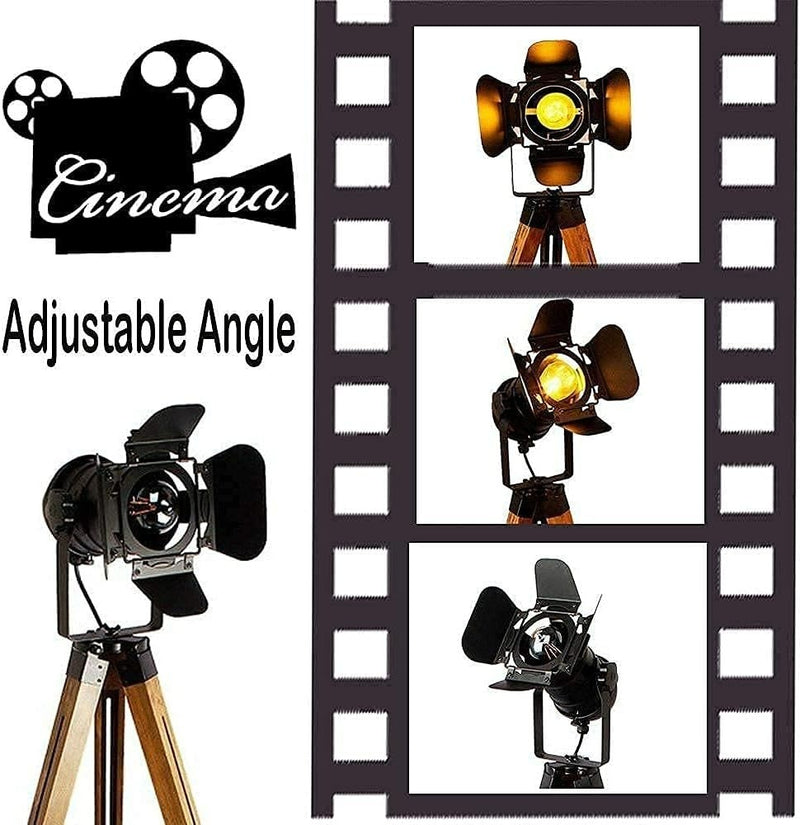 Vintage Series Cinema Lamp with Wooden Adjustable Tripod Cinema Searchlight