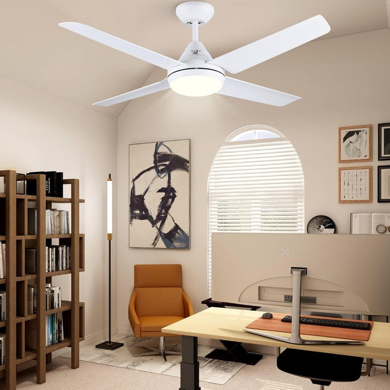 Newday Ceiling Fan with Light, 48" White Ceiling Lamp with Fan and Remote Contro