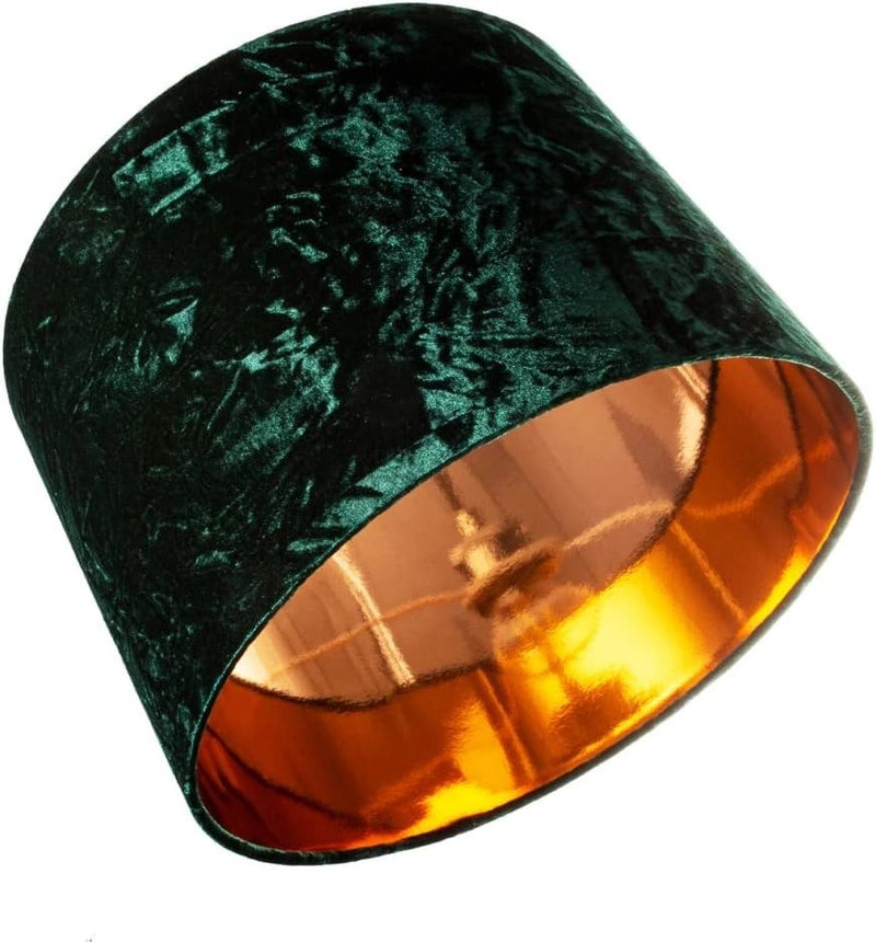 Drum Lampshade 16" Green Crushed Velvet