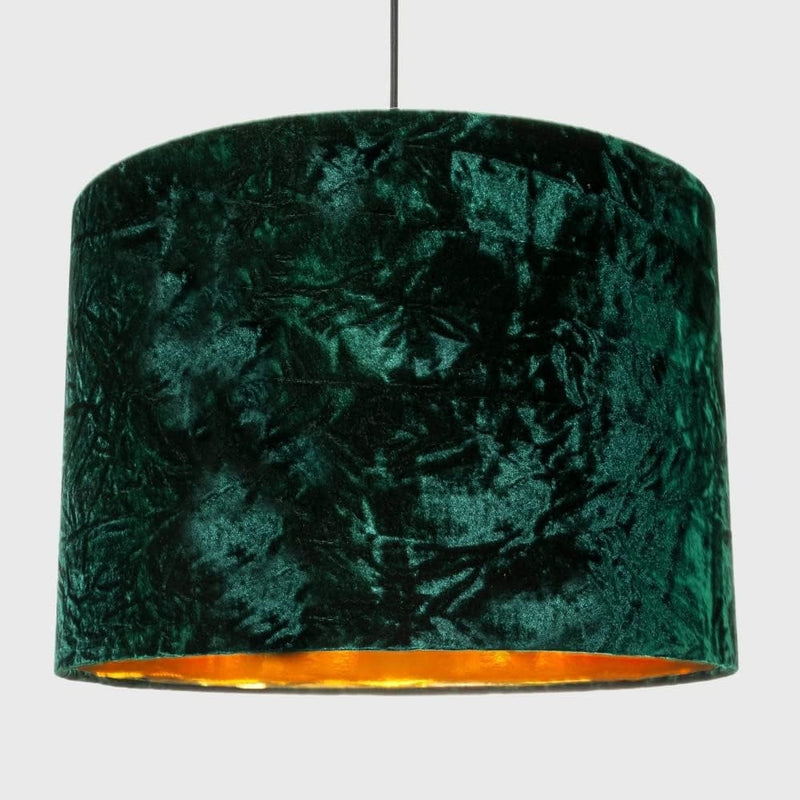 Drum Lampshade 16" Green Crushed Velvet