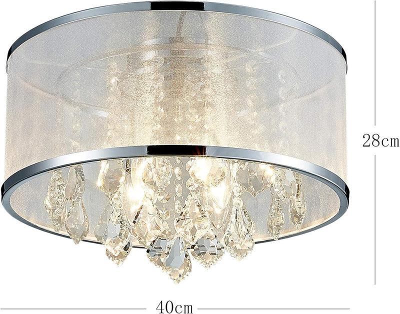 Crystal Raindrop Drum Chandelier Shade 40cm