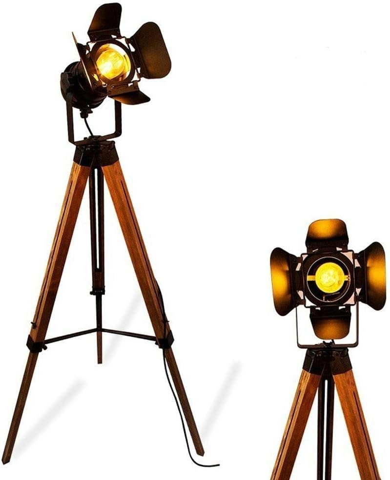 Vintage Series Cinema Lamp with Wooden Adjustable Tripod Cinema Searchlight