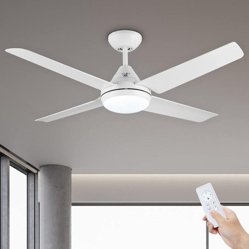 Newday Ceiling Fan with Light, 48" White Ceiling Lamp with Fan and Remote Contro