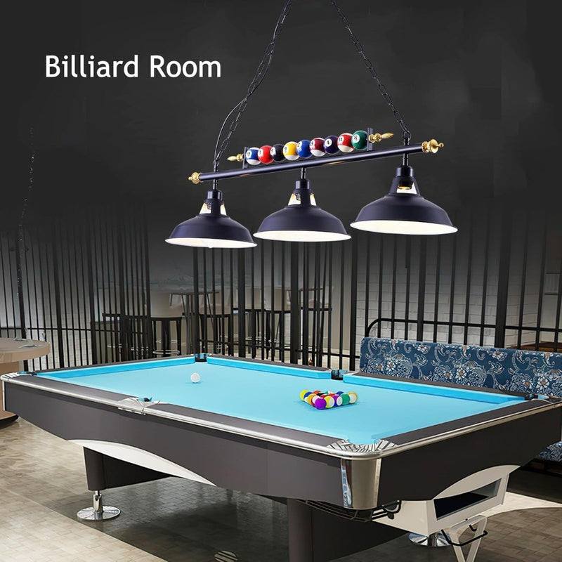 KEELED Pool Table Lights with 3 Retro Black Metal