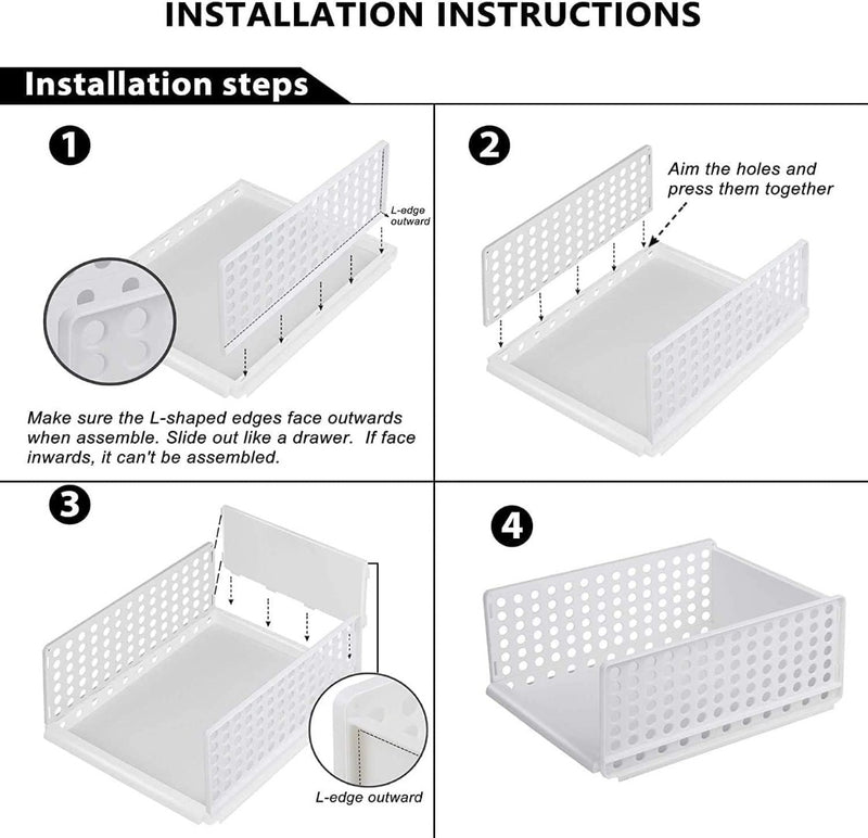 Wardrobe Storage Organiser Boxes 4 Pack Stackable 18x33x43cm White