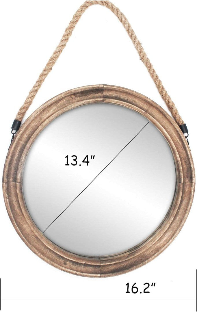 Mirror with Solid Wood Frame & Rope 42cm