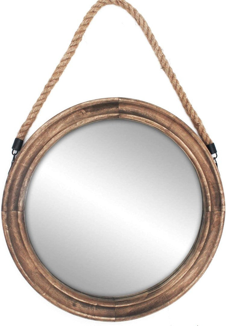 Mirror with Solid Wood Frame & Rope 42cm