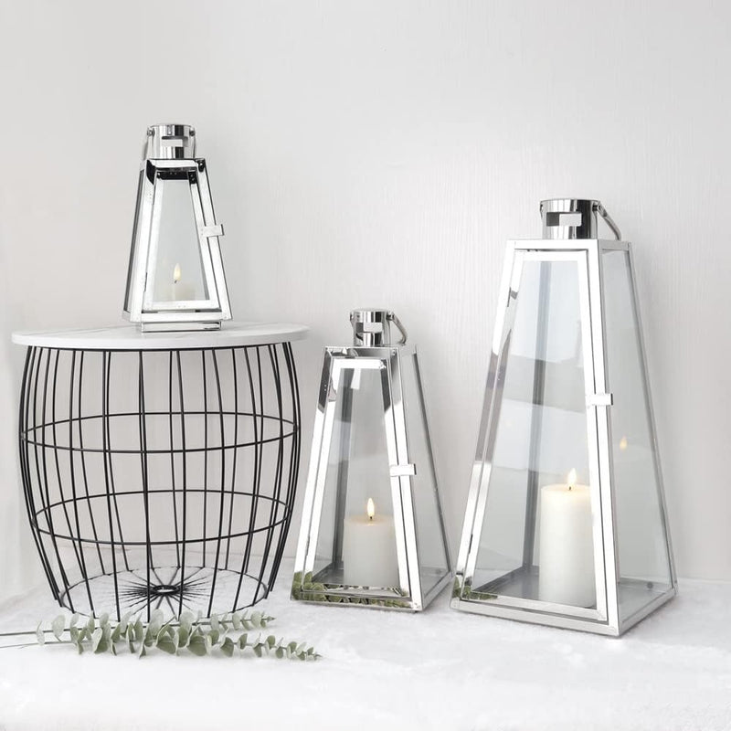 3 Steel Candle Lanterns 54 / 40 / 27.5 cm